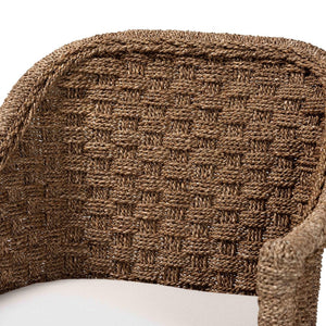 English Elm Bohemian Rattan Seagrass Accent Chair with Curved Back for Coastal Living Rooms B2750P467779