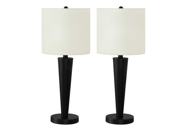 English Elm Lighting, Contemporary Set of 2 USB Table Lamps with Linen Tapered Shades, Nickel Metal Finish Black 22 L x 11 W x 21 H B2710P220104