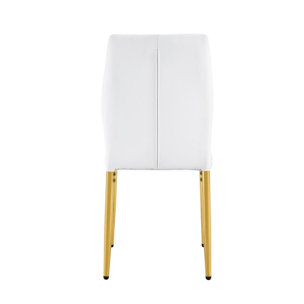 English Elm Table and Chair Set Marble Glass Top Gold Leg Modern Glam Dining Room 5 Piece W1151S04653