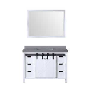 English Elm White 48 in. Bath Vanity with Grey Quartz Top, Soft-Close Drawers, Mirror & Spacious Storage B2731S00715