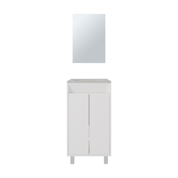 English Elm Brady Mirror Bathroom Cabinet with Bolonia Mirror, One Door, Drawer & Open Shelf, White - Compact Elegance B200P335374