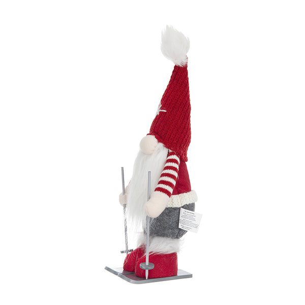 English Elm 2pcs Festive Gnome Figurines with Fluffy Beards and Striped Legs for Tabletop, Mantel, Holiday Charm Multicolor W2078P242127