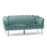 Christopher Knight Home® - Noble House - Reitz Modern Glam Velvet Channel Stitch 3 Seater Shell Sofa