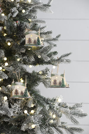 English Elm 5x3.5x4" Cardboard Lited Tent Ornament Set of 6 — White Eco Holiday Hanging Tree Decor, Lightweight Illuminate Chic W2078P253834