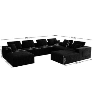 English Elm 141.73*106.3"modular Sectional Sofa 8 Piece Plush Corduroy Cloud Couch for Living Room W3819S00145