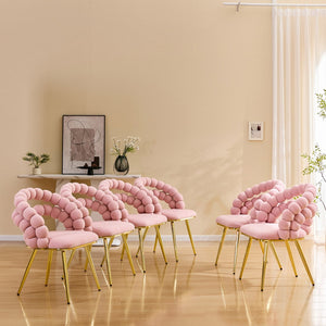 English Elm Modern Velvet Bubble Back Dining Accent Chair Set Glam Sculpted Upholstered Seating Gold,Pink W3875P446132