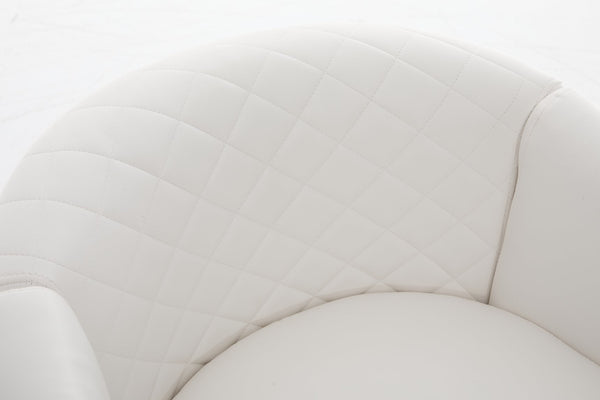 English Elm chair Quilted Diamond-Back Accent Chair with Nailhead Trim, Soft Tactile Upholstery & Solid Wood Legs White PU W3515P327000