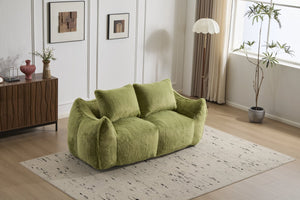 English Elm Giant Ultra Soft Fluffy Loveseat Bean Bag Sofa for Adults, Oversized Shredded Foam Couch with Pillows Green W3723P353897