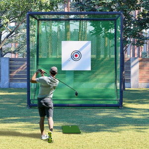 English Elm Golf Practice Cage with Powder Coated Steel Frame Double Layer Net Backyard Training W1422P284885