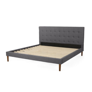 Christopher Knight Home® - Noble House - Upholstery King Size Bed-Charcoal-Combo