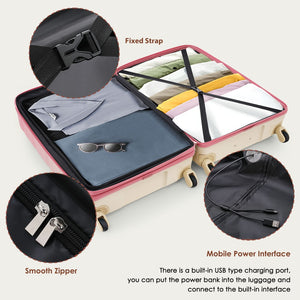 English Elm Luggage 3 Piece Hard Shell Abs Pc Set with Usb Port and Spinner Wheels Travel N726P264892H