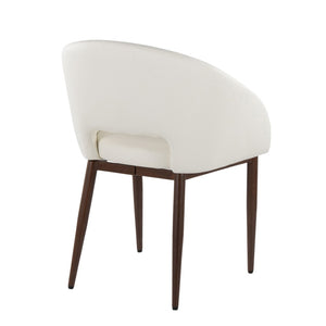 English Elm Chair Set of Two with Tapered Walnut Metal Legs and Off-white Upholstered Seats Walnut,White B202S02118