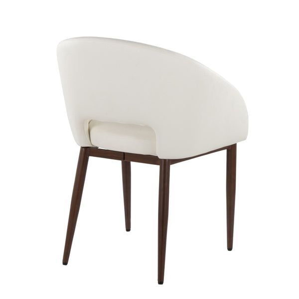 English Elm Chair Set of Two with Tapered Walnut Metal Legs and Off-white Upholstered Seats Walnut,White B202S02118