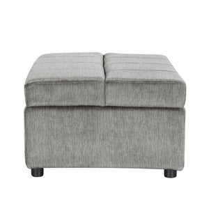 English Elm Twin Folding Ottoman Sleeper Bed with Chenille Upholstery, Foam & Pocket Spring Mattress, Compact Convertible Guest Sofa loveseat Dark Gray N719P243722R