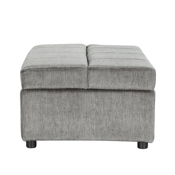 English Elm Twin Folding Ottoman Sleeper Bed with Chenille Upholstery, Foam & Pocket Spring Mattress, Compact Convertible Guest Sofa loveseat Dark Gray N719P243722R