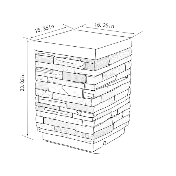 English Elm Propane Concrete Tank Cover Side Table Hideaway Holder for Outdoor Indoor Fire Pit Storage and Surface W853P232785