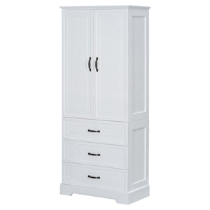 English Elm Tall Bathroom Storage Cabinet - Modern White Design With Adjustable Shelves, Drawers & Doors! N725P206123K-GIGA