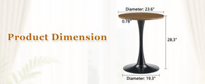 English Elm Round Faux Marble Tulip Dining Table Mid Century Pedestal Base for Compact Kitchens Walnut W2920P395713