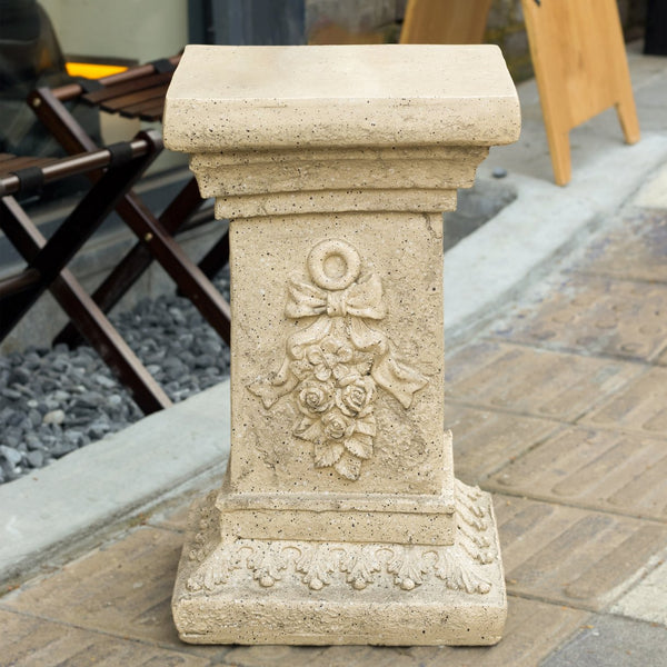 English Elm Christopher Knight Home® - Pedestal Sand 19" Magnesium Oxide Plant Stand — Indoor/Outdoor No-Assembly 11.75"Wx11.75"Dx19"H N772P261939S