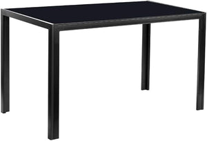 English Elm DINING Glass Top Black Metal Dining Table for 4 - Modern Rectangular 47" x 27.5" Durable Steel Frame W515P248106