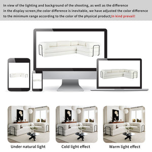 English Elm U_Style L-Shaped Modular Sofa Bed Corduroy with Iron Back Support, No Assembly, Plush Comfort Beige WY000448AAA