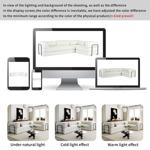 English Elm U_style Modular Corduroy Sectional Sofa Converts to Guest Bed for Apartment Living Beige WY000463AAA