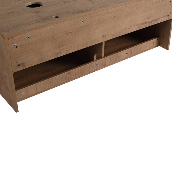 English Elm 48" Imitative Oak Wall Mounted Bathroom Vanity Cabinet, 4 Soft-Close Doors, Water-Resist Finish W999P342104