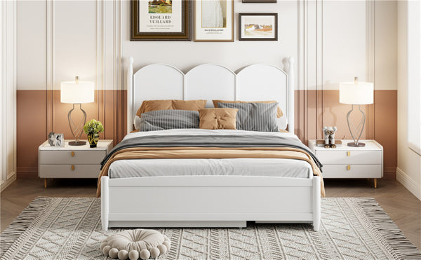 English Elm Queen Size Platform Bed With Twin Xl Trundle, 2 Storage Drawers, Elegant Design For Space-Saving N820S00025K-GIGA