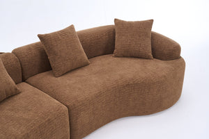 English Elm Compression Compression Sponge Sofa Curved Modular Sectional with 30D High-Density Chenille Sleeper for Cozy Apartment Living Room Comfort and Safe Rounded Design Caramel W2231S00040