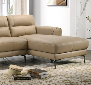 English Elm Top Top Grain Leather 2-Piece Sectional Sofa with Right-Facing Chaise, Tight-Back Stitching, Luxurious Upholstery taupe 60.9 L x 37.5 W x 30 H B011S01485