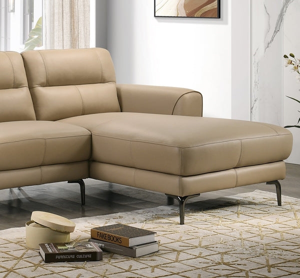 English Elm Top Top Grain Leather 2-Piece Sectional Sofa with Right-Facing Chaise, Tight-Back Stitching, Luxurious Upholstery taupe 60.9 L x 37.5 W x 30 H B011S01485