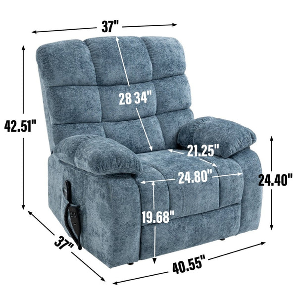 English Elm Lift Recliner Chair Dual Motor Chenille Upholstered with Heat Massage for Living Room W3224P293251