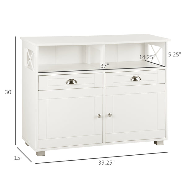 English Elm Homcom Versatile Buffet Cabinet With Large Tabletop, Organized Storage & Adjustable Shelving, White W2225P217407