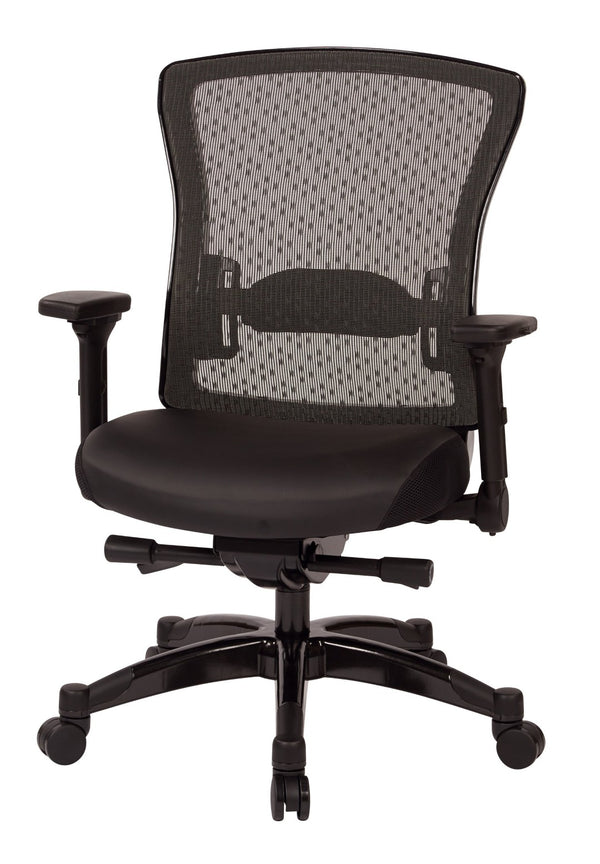 OSP Home Furnishings Executive Memory Foam Office Chair with Mesh Back Lumbar Support and Synchro Tilt Control 317-ME3R2C7KF7