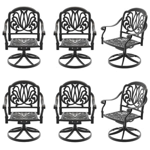 English Elm Cast Aluminum Swivel Patio Chair Set with Ornate Frame and All-weather Cushions W1710S00671