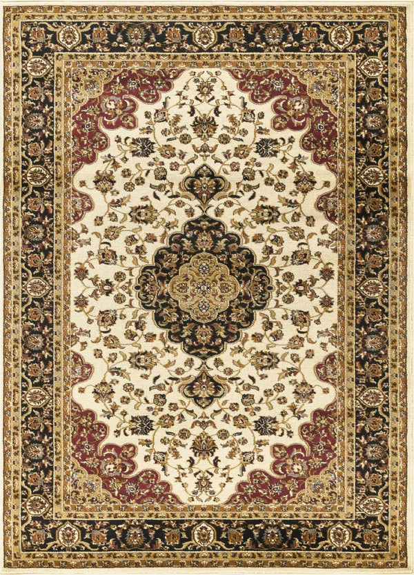 English Elm Classic Cream Medallion Area Rug Persian Inspired Low Pile for Formal Living Rooms B186P452232