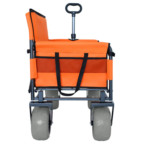 English Elm 3-in-1 Folding Utility Wagon Converts to Bench Seat with All-terrain Balloon Tires Orange W2932P312719