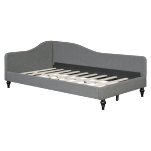 English Elm Twin L-Shaped Linen Daybed with Solid Wood Legs — Semi-Enclosed Modern Design, Durable Support Gray SF100145AAE