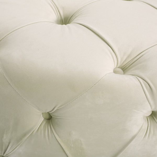 English Elm Ottoman Oversized Velvet Square Tufted Cocktail Piece for Glam Living Room Decor Beige 69074.00BGE