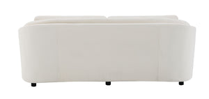 English Elm Mariko Beige Linen Sofa with Pocket Coil Seats, Loose Cushions, KD Legs & 2 Toss Pillows for Elegance B2726P245020