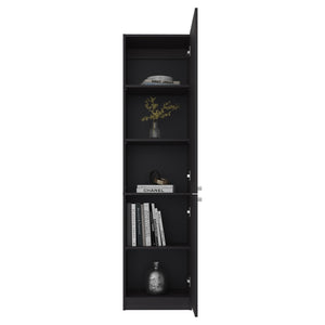 English Elm Kudai Tall Narrow Wenge Storage Cabinet Five Open Shelves Modern Minimalist Design B128P485419