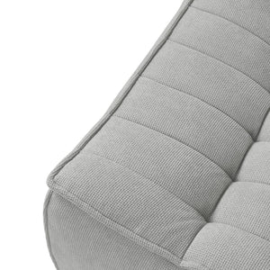 English Elm Caterpillar Minimalist Waffle 7-Seater Floor Sofa Set – Light Gray Chenille Linen, High-Density Foam Comfort B341S00039