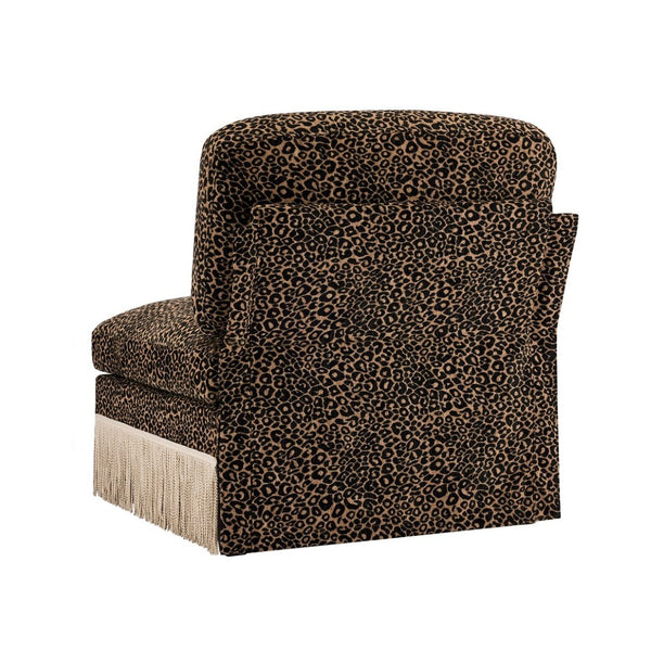 English Elm Armless Modular Sofa Leopard Chenille Upholstered Glam Living Room Accent Piece Black Brown W5656P454393