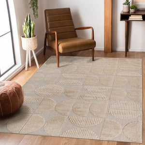 English Elm Step Collection Geometric Arch High-low Polypropylene Rug for Modern Bohemian Rooms B189P448800