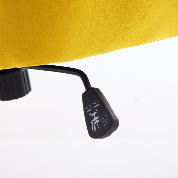 English Elm TY Velvet Office Chair Bright Yellow with Gold Base, 360° Swivel, Height Adjustable, Stable Luxury W2311P270688