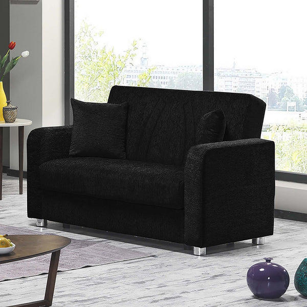 English Elm PrimeNest Gravita Collection Upholstered Convertible Loveseat with Storage, Chenille Sleeper Comfort and Style Black B030P281807