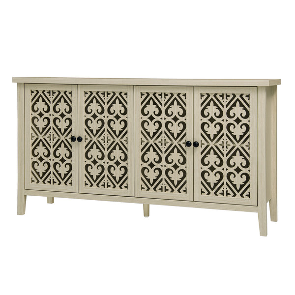 English Elm Hollowed-Out Cabinet With 4 Doors - Stylish American Furniture For Living Room, Bedroom & Study W688P223025