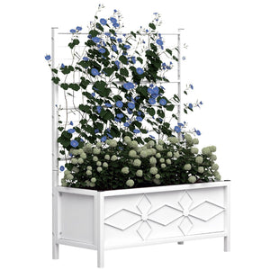 English Elm Outsunny Galvanized Steel Raised Planter with Built-in Trellis for Vertical Garden Growth W2225P485616