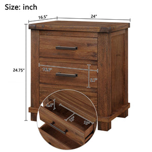 English Elm Rustic Reclaimed Pine 3-drawer Nightstand Set Farmhouse Bedroom Antique Finish BS701P455591D