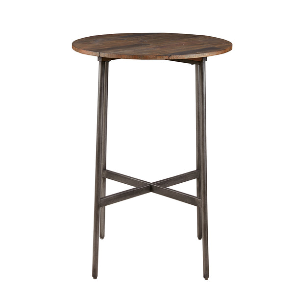 JLA Home INK+IVY - Round Bar Table with Multi-Tonal Wood Top and Gunmetal Base — No Assembly, Industrial Chic Centerpiece II121-0039